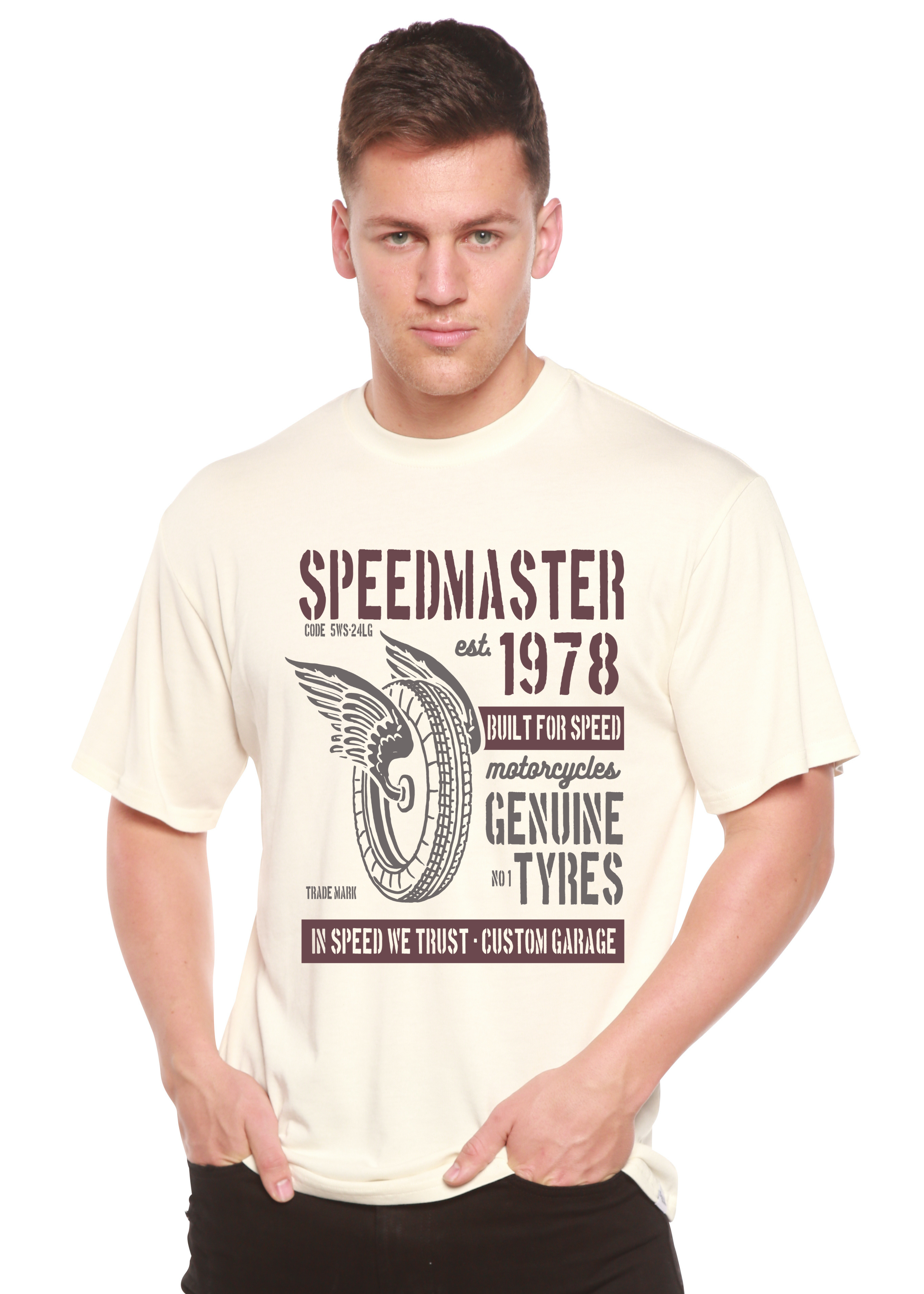 Spun Bamboo Speed Master Spun Bamboo® Men's Bamboo Viscose/Organic Cotton Short Sleeve Graphic T-Shirt — lifestyle context
