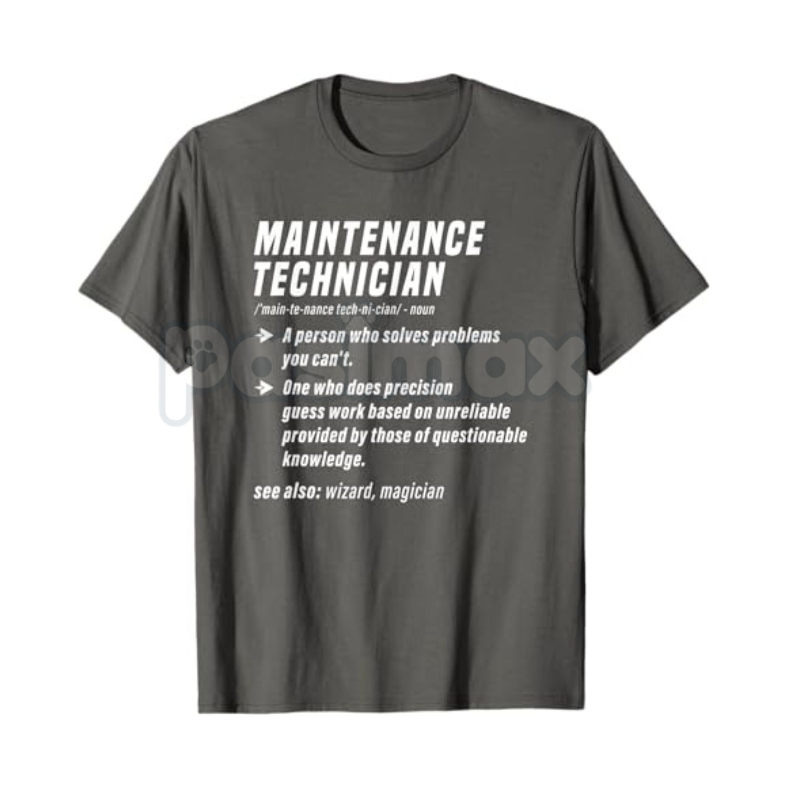 Pasimax Funny Maintenance Technician Definition T-Shirt - Mechanic & Trades Humor Tee, Premium 100% Cotton Handyman Graphic S