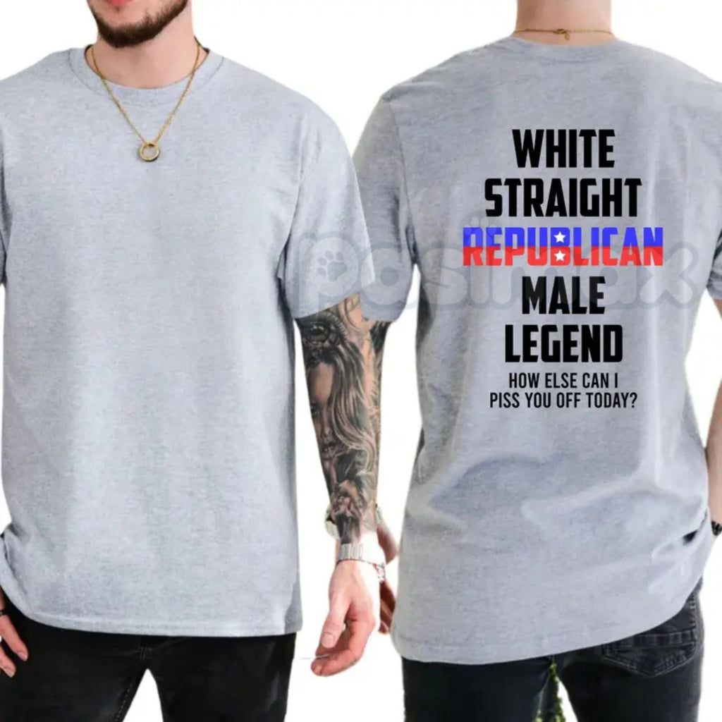 "White Straight Republican Male Legend" T-Shirt – Bold Identity Graphic Tee, Premium 100% Cotton Conservative Menswear, Soft Lived-In Heavyweight Heritage Shirt, Made in USA