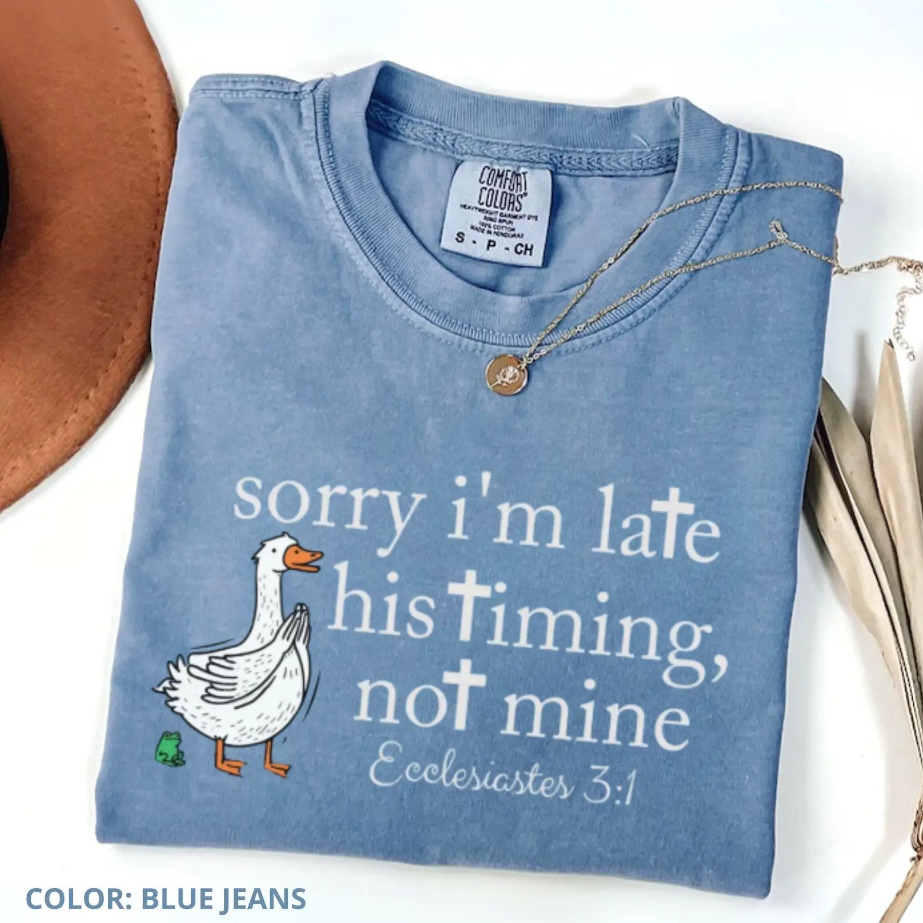 Pasimax 'Sorry I’m Late' Bible Verse Shirt — side view