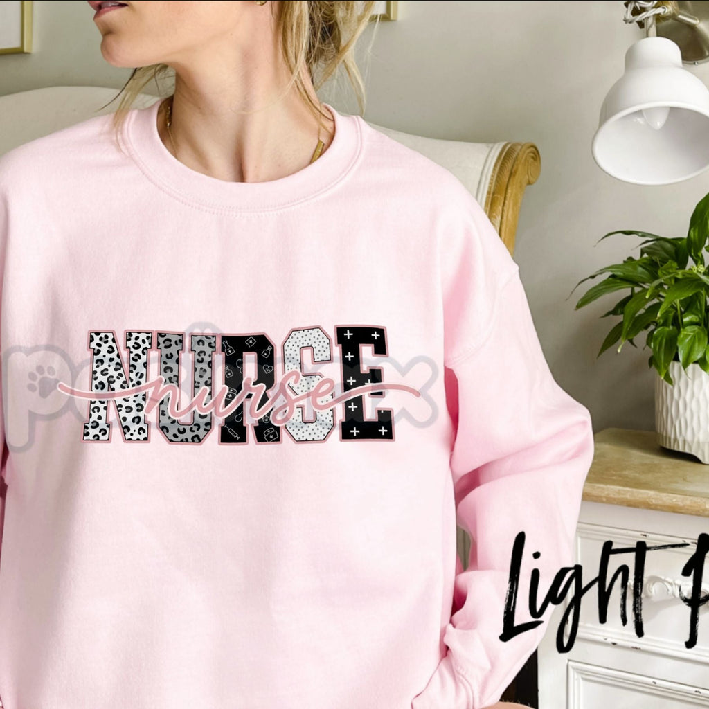 Pasimax Leopard Print Nurse Sweatshirt | Trendy Medical Icon Nursing Crewneck | Aesthetic Stethoscope Graphic Pullover | Fier