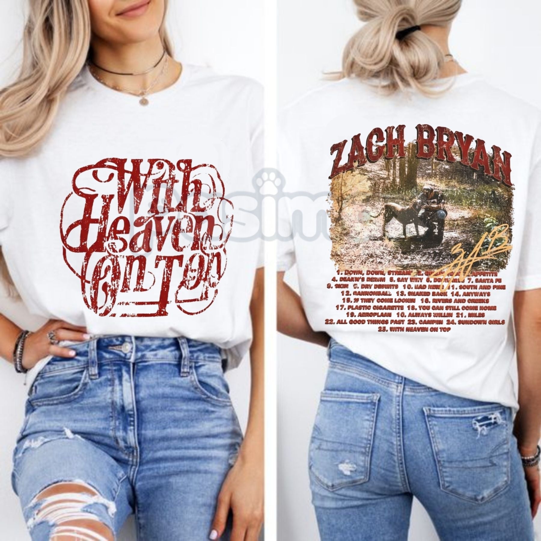 Pasimax "With Heaven On Top" ZB Inspired T-Shirt - Americana Country Music Fan Gift, Vintage Folk Rock Graphic Tee, Heavyweig