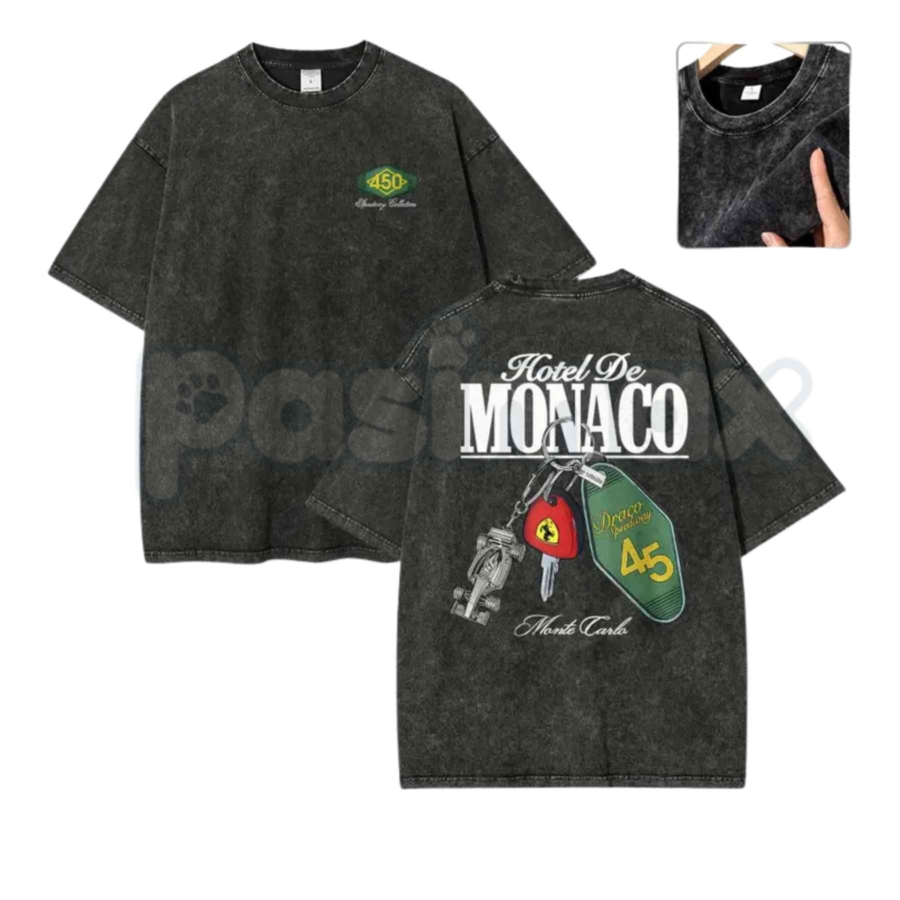 Hotel De Monaco Racing Poster T-Shirt – 90s Retro Grand Prix Graphic Tee, Vintage Washed Lightweight Cotton Motorsport Streetwear Top