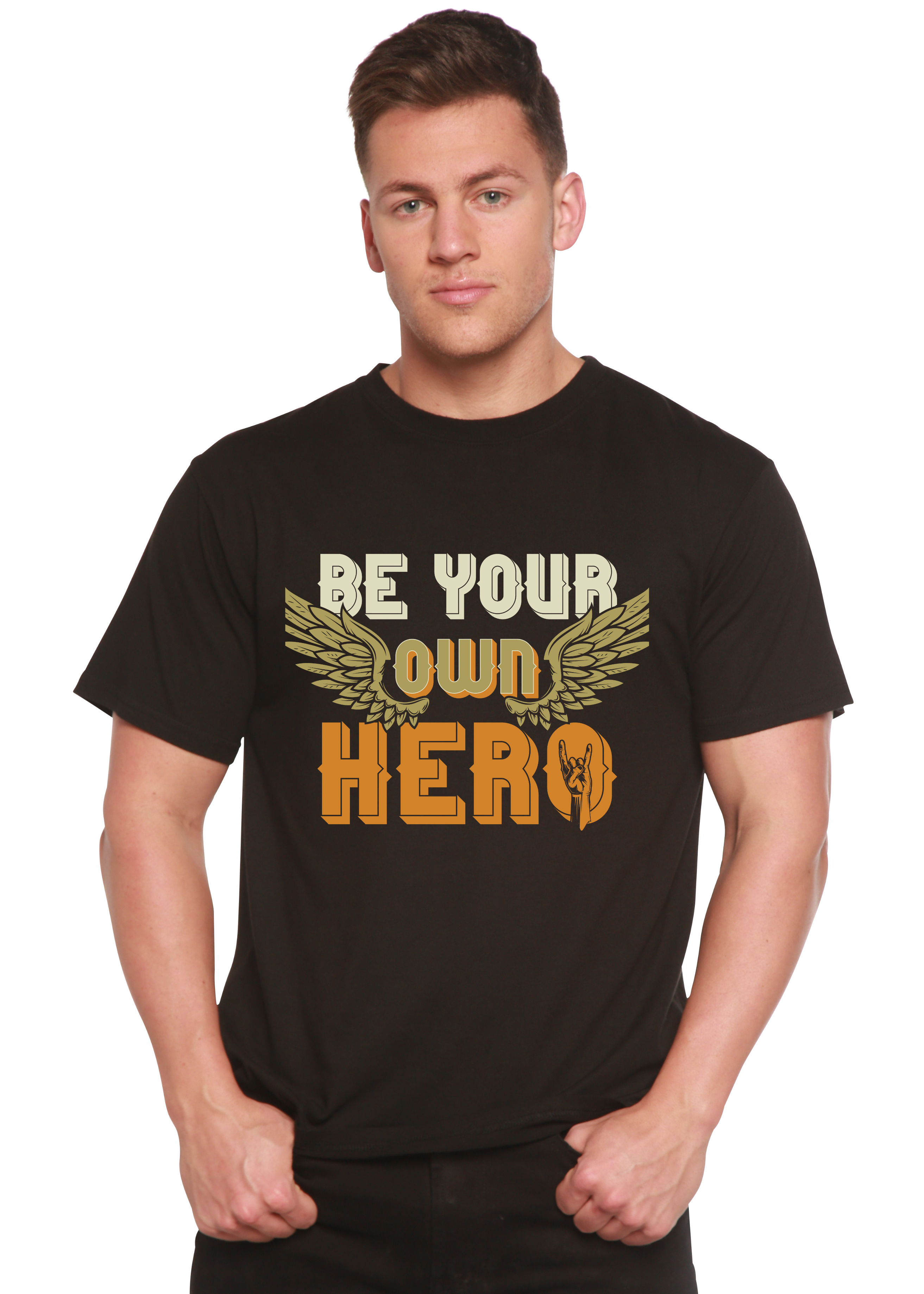 Spun Bamboo Be Your Own Hero Men's Bamboo Viscose/Organic Cotton Short Sleeve Graphic T-Shirt — main product shot