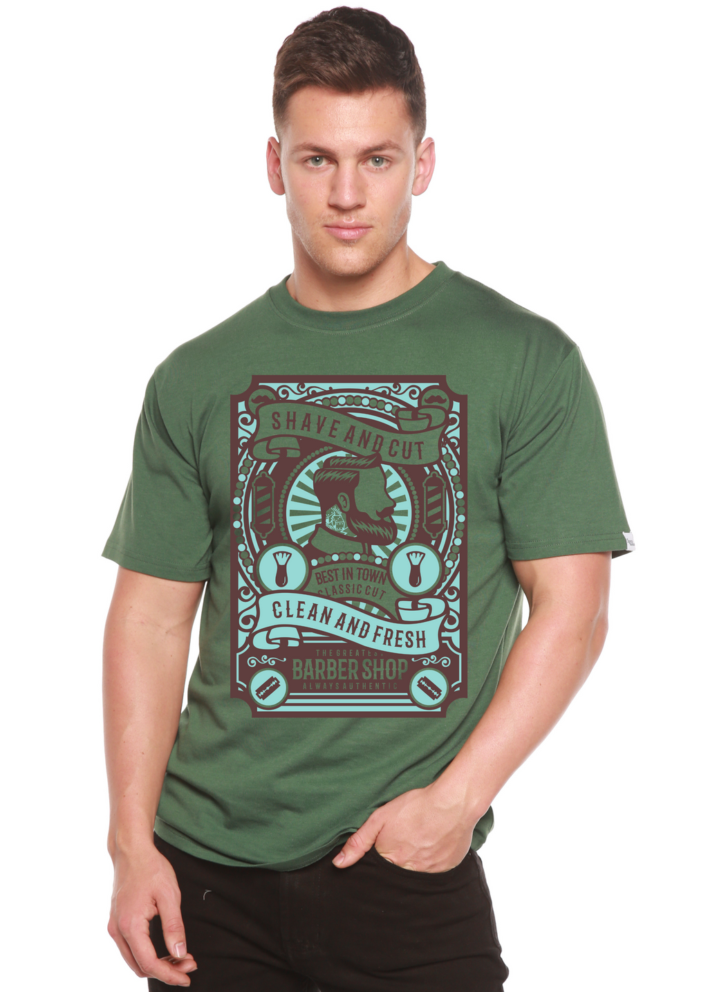 Spun Bamboo Shave and Cut Spun Bamboo® Men's Bamboo Viscose/Organic Cotton Short Sleeve Graphic T-Shirt — back view