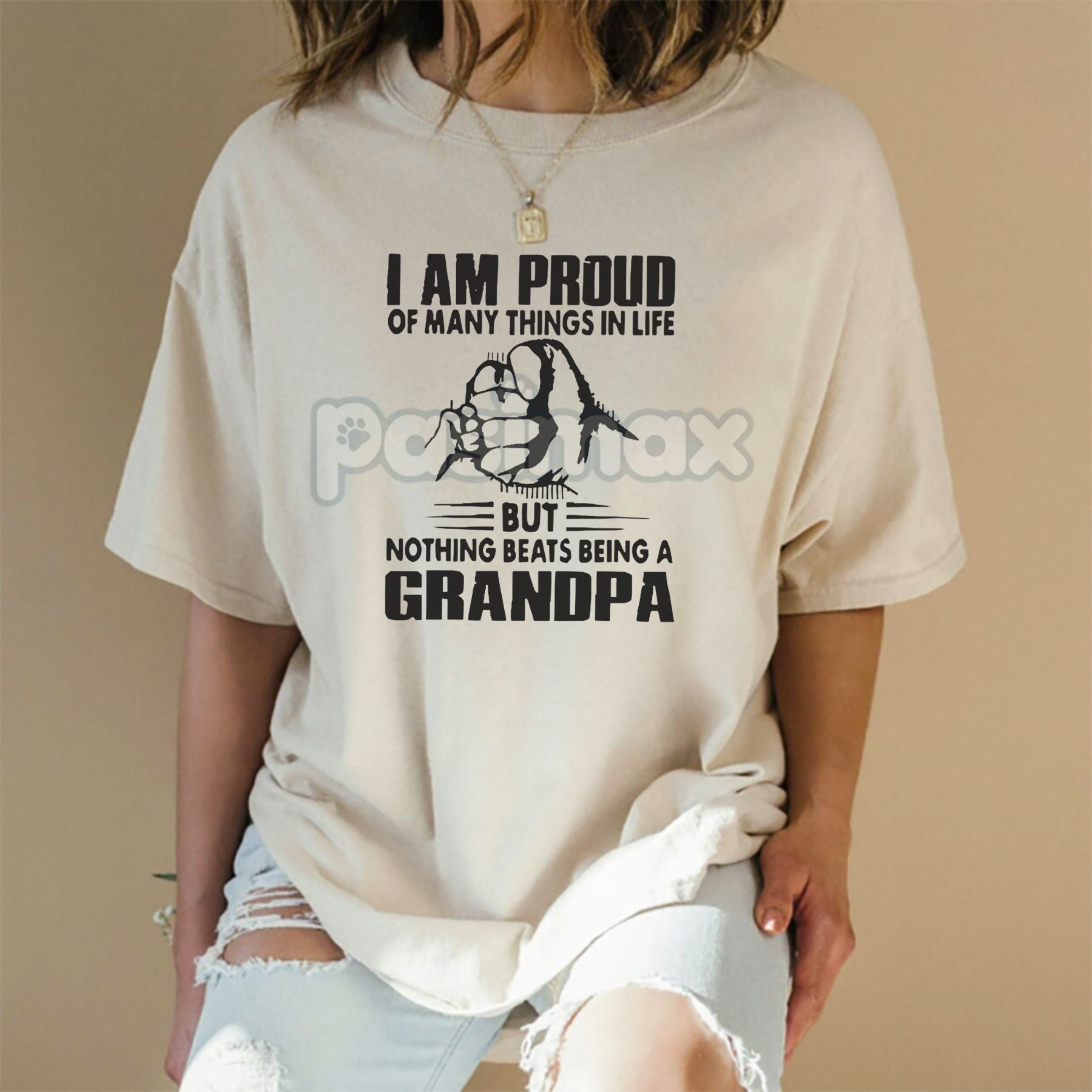 Pasimax "Proud of Many Things" Grandpa T-Shirt — side view