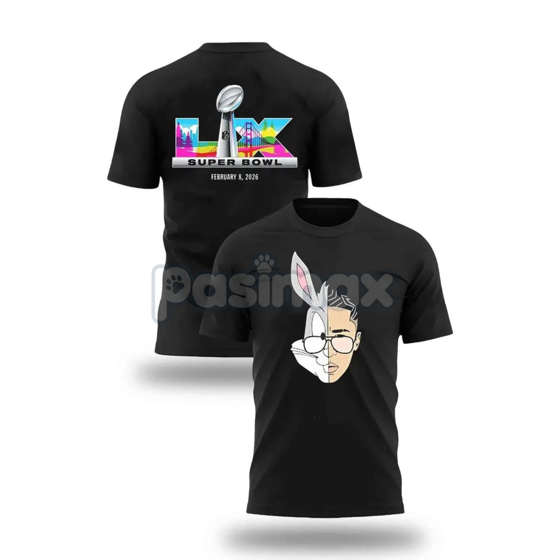 Pasimax Super Bowl 2026 LIX Graphic T-Shirt — side view