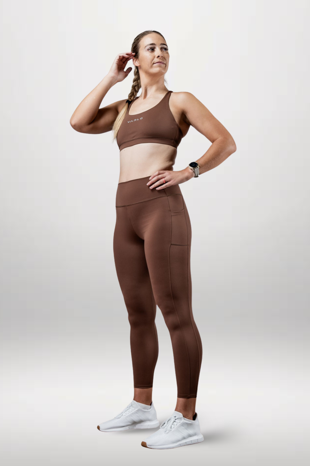 Varlo Women's SOHO Full Length High Waist Leggings (City Mocha) — feature highlight