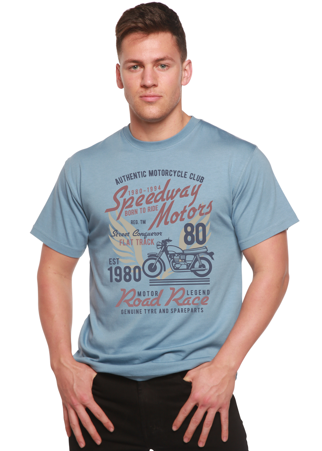Spun Bamboo Speedway Motor Spun Bamboo® Men's Bamboo Viscose/Organic Cotton Short Sleeve Graphic T-Shirt — side view