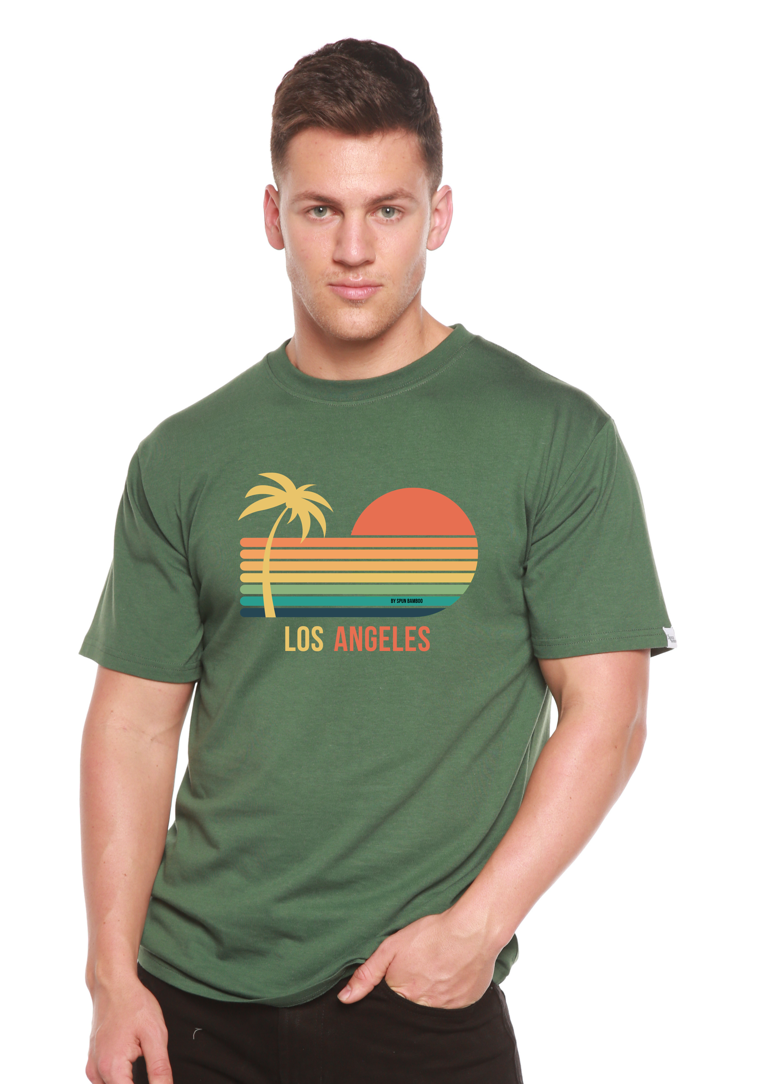 Spun Bamboo Los Angeles Unisex Bamboo Viscose/Organic Cotton Short Sleeve Graphic T-Shirt — color detail