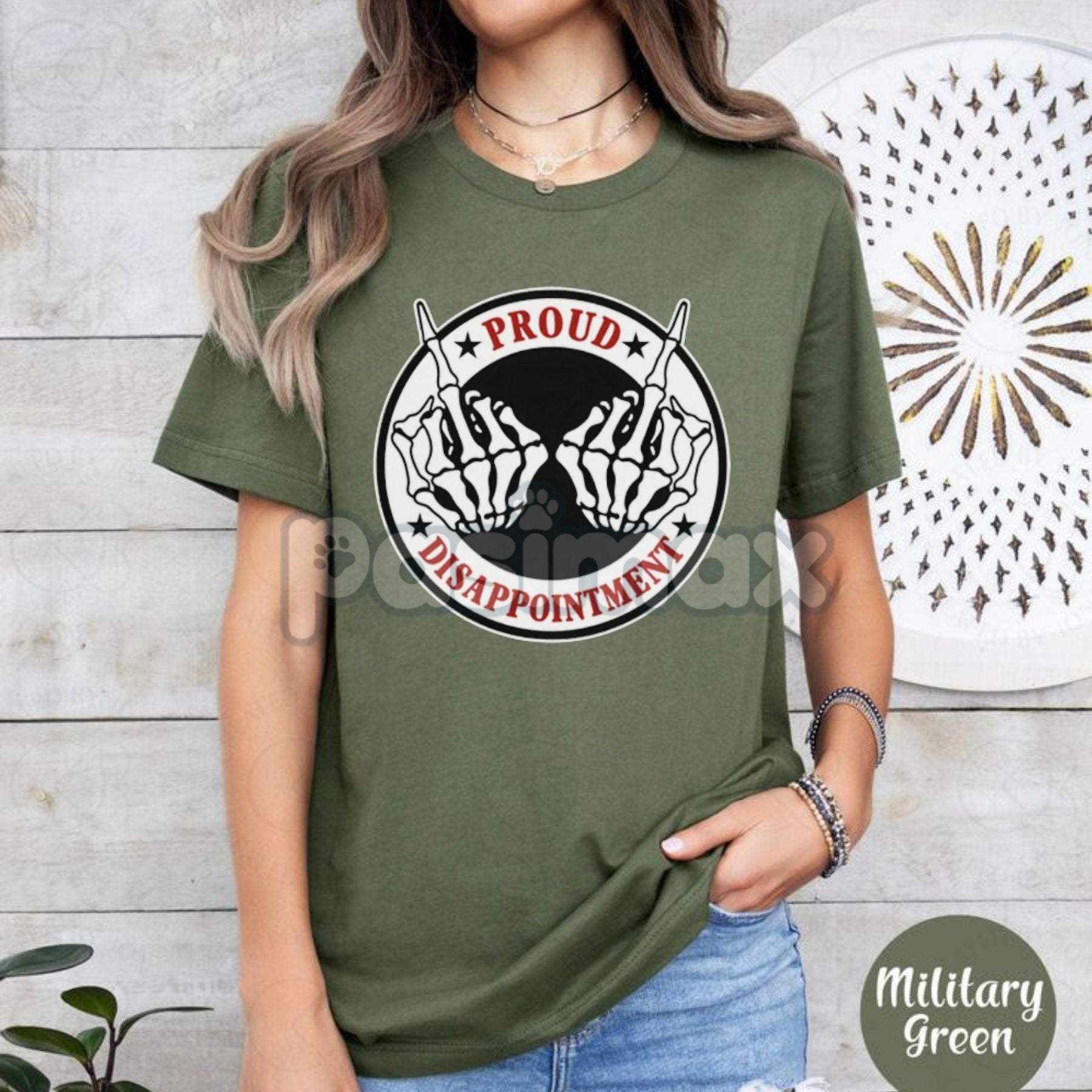 Pasimax "PROUD DISAPPOINTMENT" Defiant Bone Hand Print Men's Tee — side view