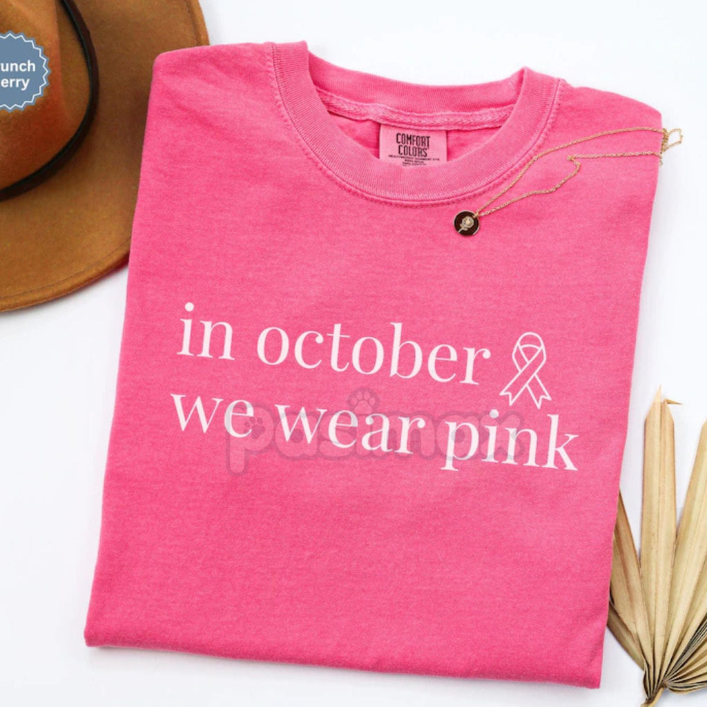 Pasimax Comfort Colors® 'In October We Wear Pink' Oncology Nurse Shirt — side view