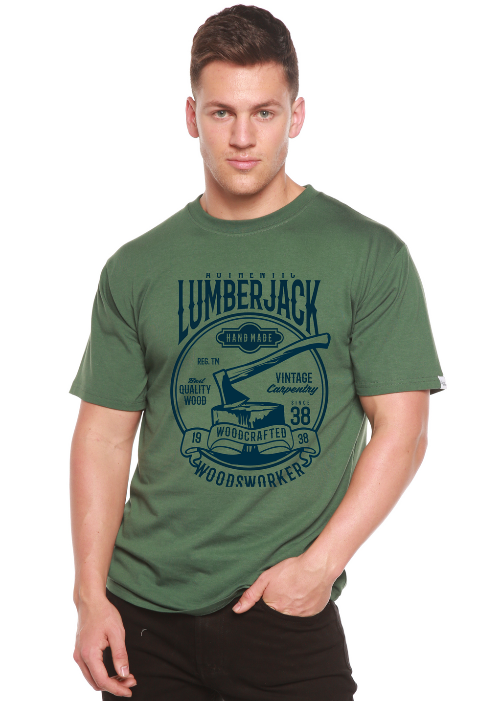 Spun Bamboo Authentic Lumberjack Men's Bamboo Viscose/Organic Cotton Short Sleeve Graphic T-Shirt — in-use photo