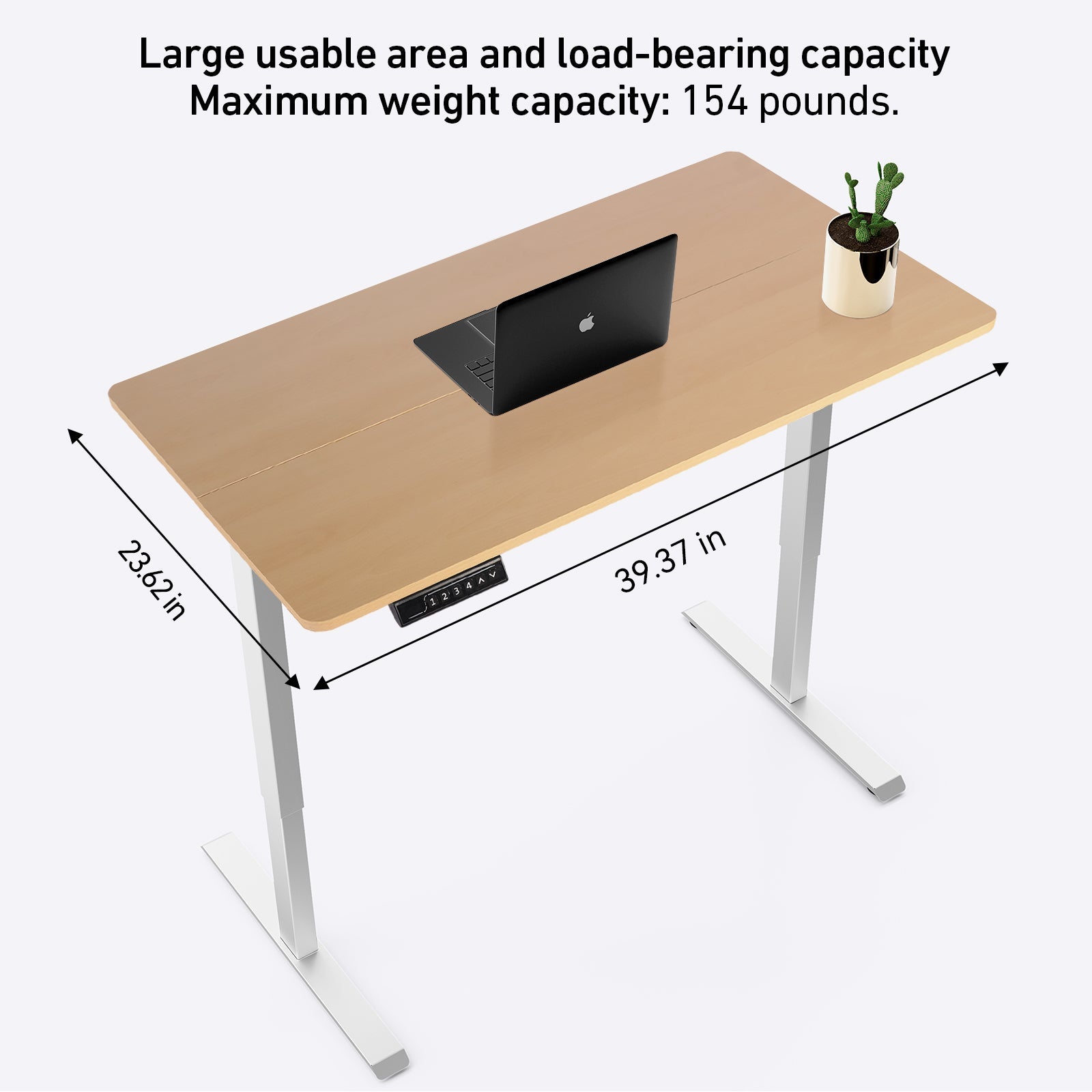 DeerRun®Electric Standing Desk, 39 x 23 Inches Height Adjustable, view 2