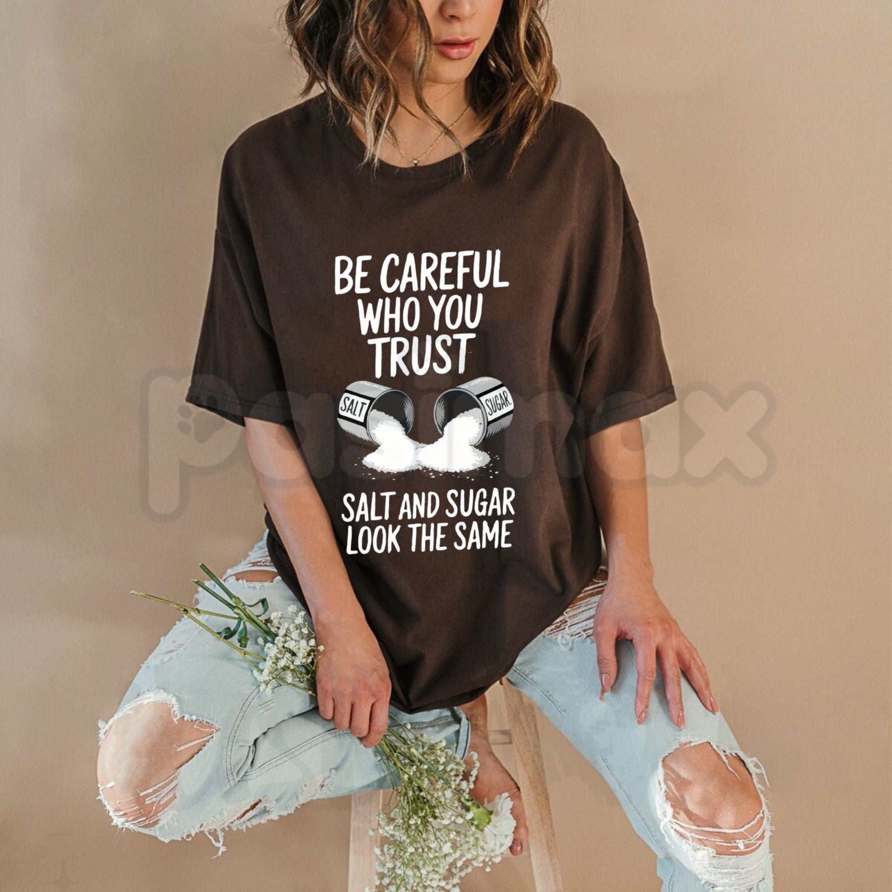 "Salt and Sugar Look the Same" Graphic T-Shirt – Deep Meaning Sarcastic Tee, Premium 100% Cotton Street Wisdom Top, Soft Lived-In Heavyweight Cautionary Quote Shirt, Made in USA