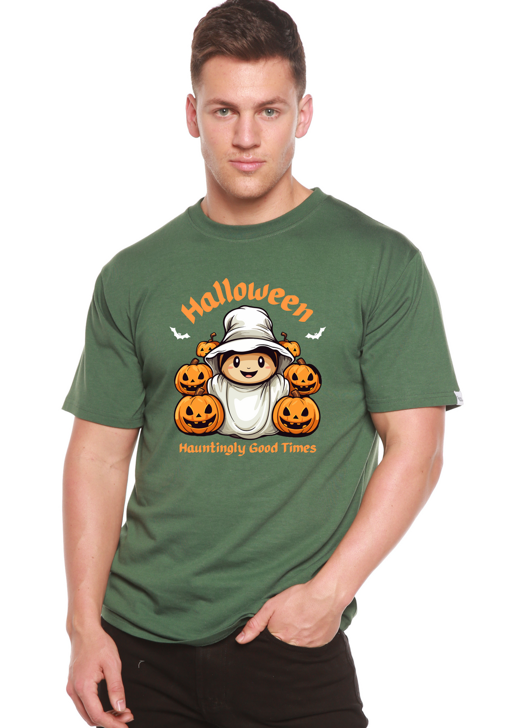 Spun Bamboo Halloween Hauntingly Good Times Day Men's Bamboo Viscose/Organic Cotton Short Sleeve Graphic T-Shirt — alternativ