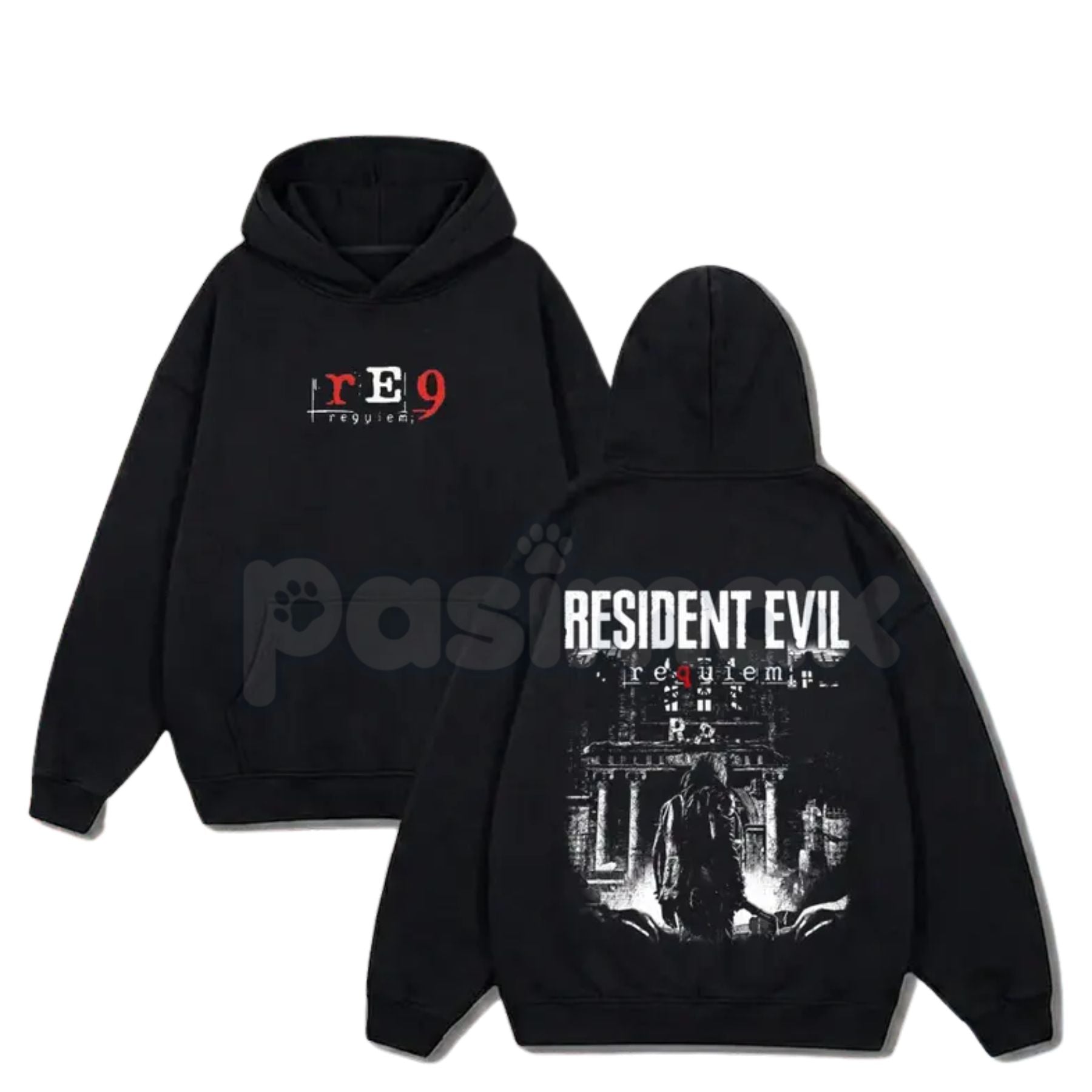 Pasimax Resident Evil Requiem – Vintage Distressed Leon Kennedy Fan Hoodie, Sweatshirt & Limited Cotton T-Shirt — side view