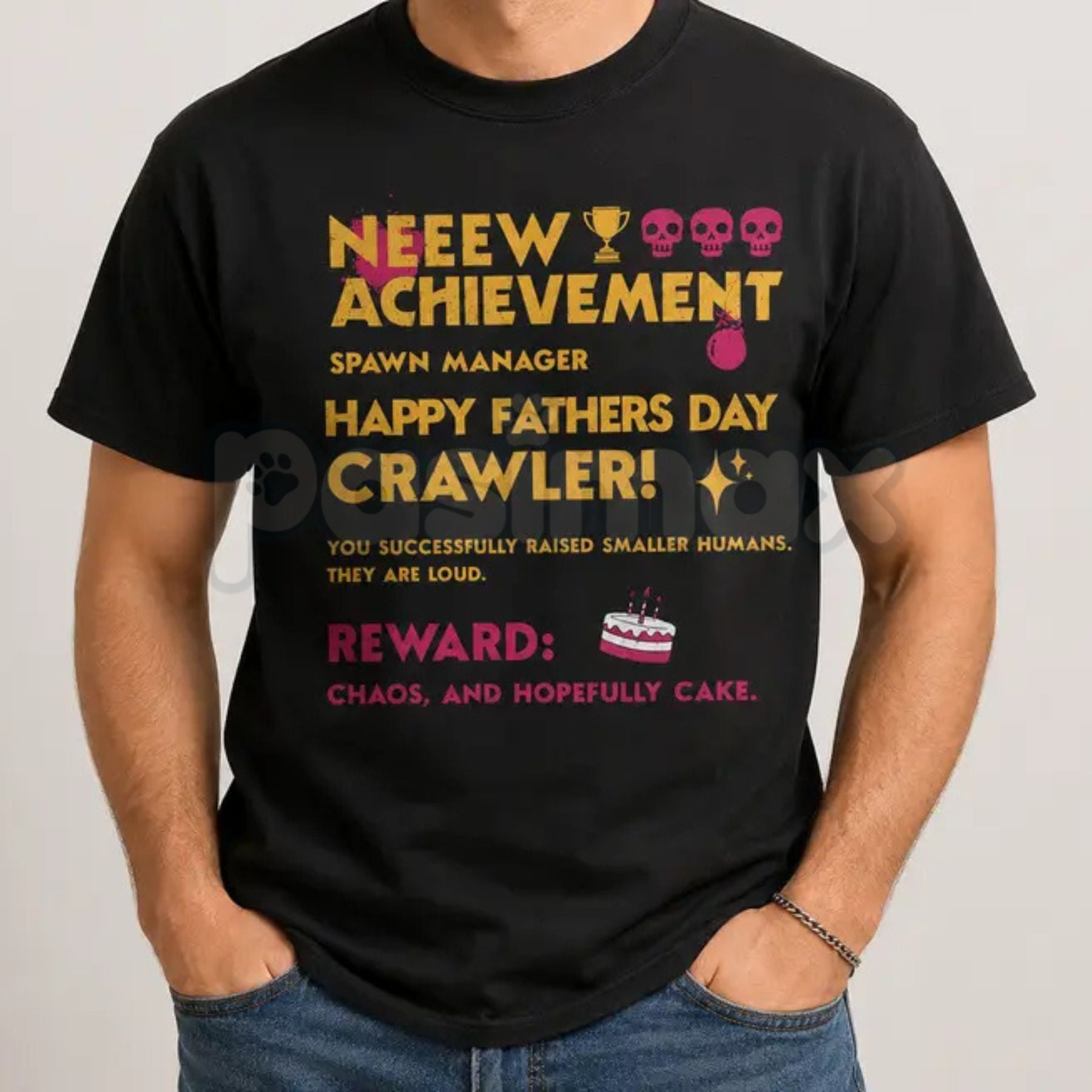 Funny "Crawler Spawn Manager" Gamer Dad T-Shirt – Father's Day Achievement Unlocked Graphic Tee