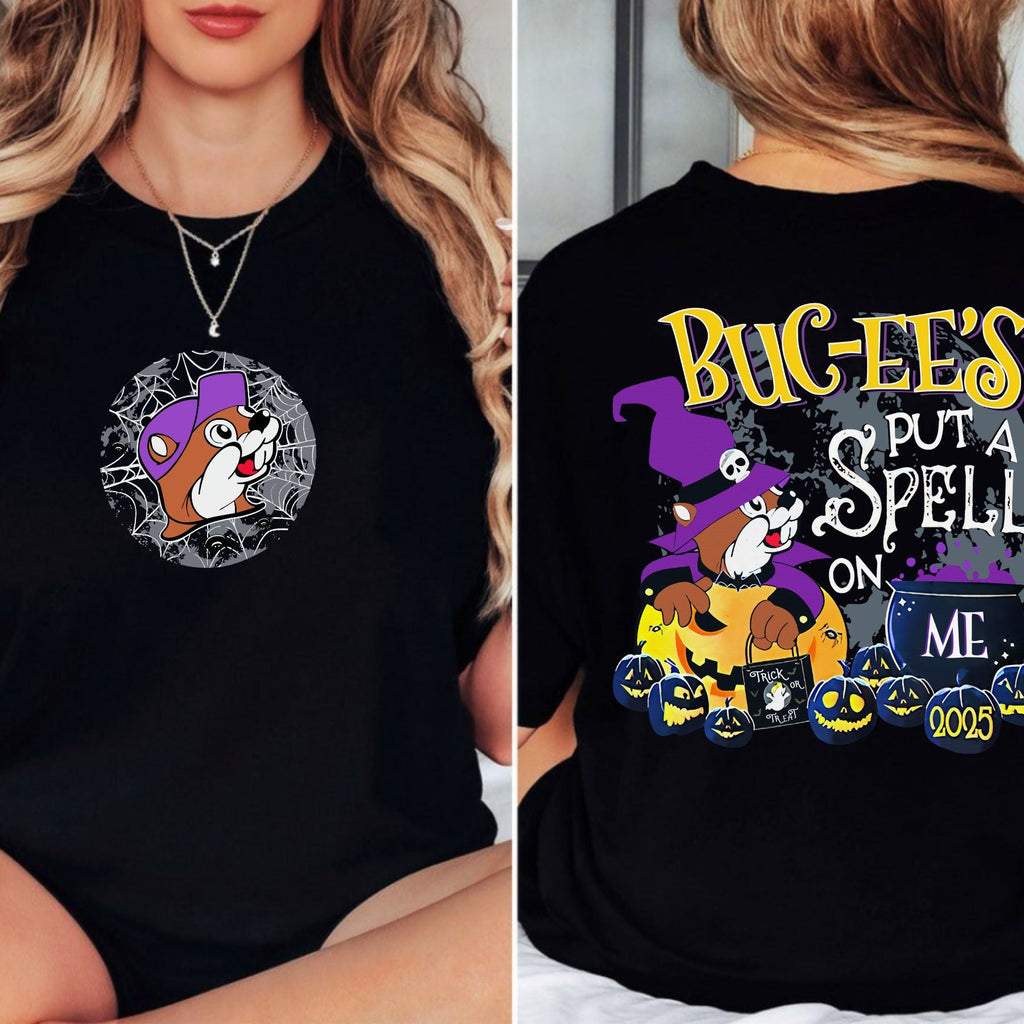 Pasimax Buc-ee’s 2025 Halloween Glow-in-the-Dark T-Shirt — side view