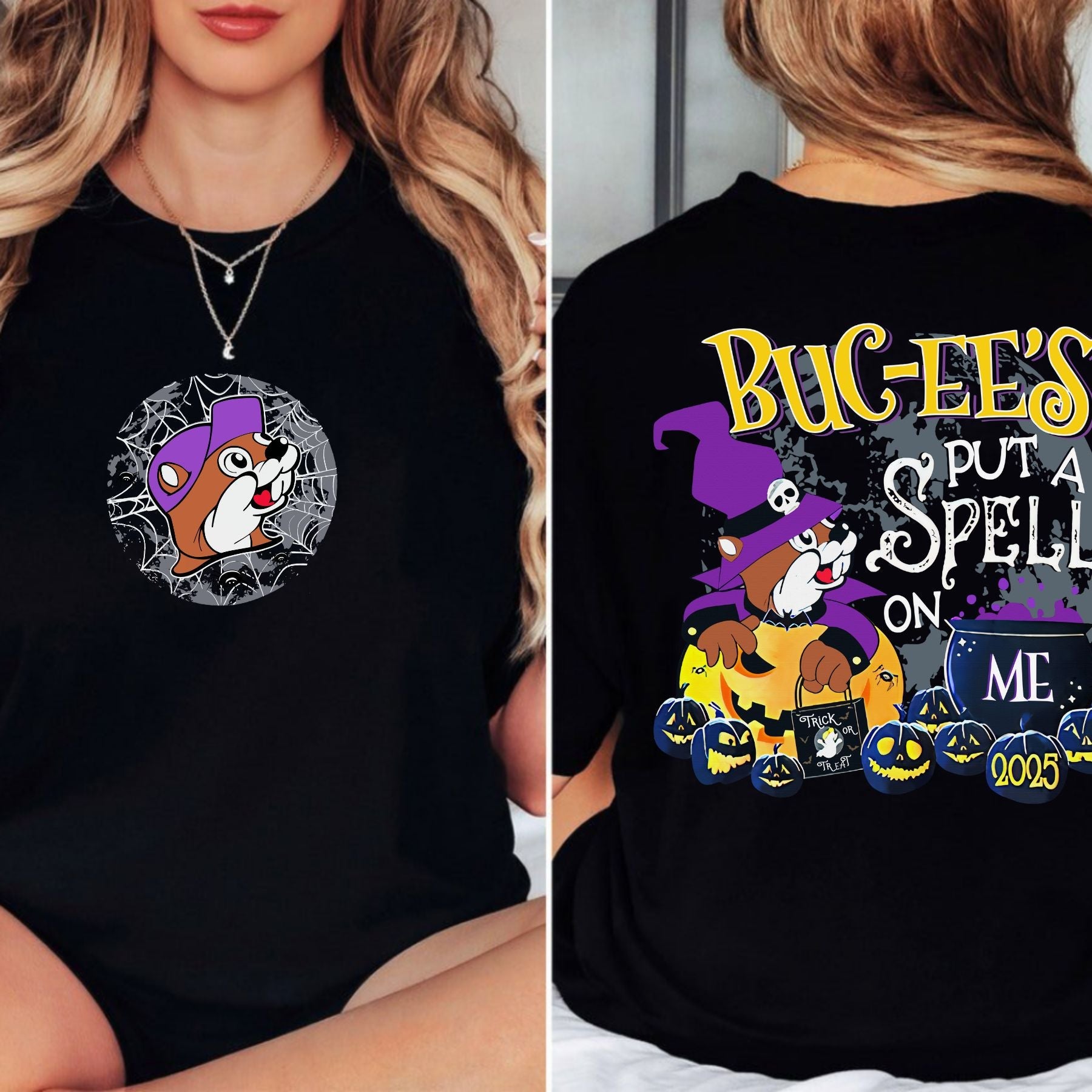 Pasimax Buc-ee’s 2025 Halloween Glow-in-the-Dark T-Shirt — side view
