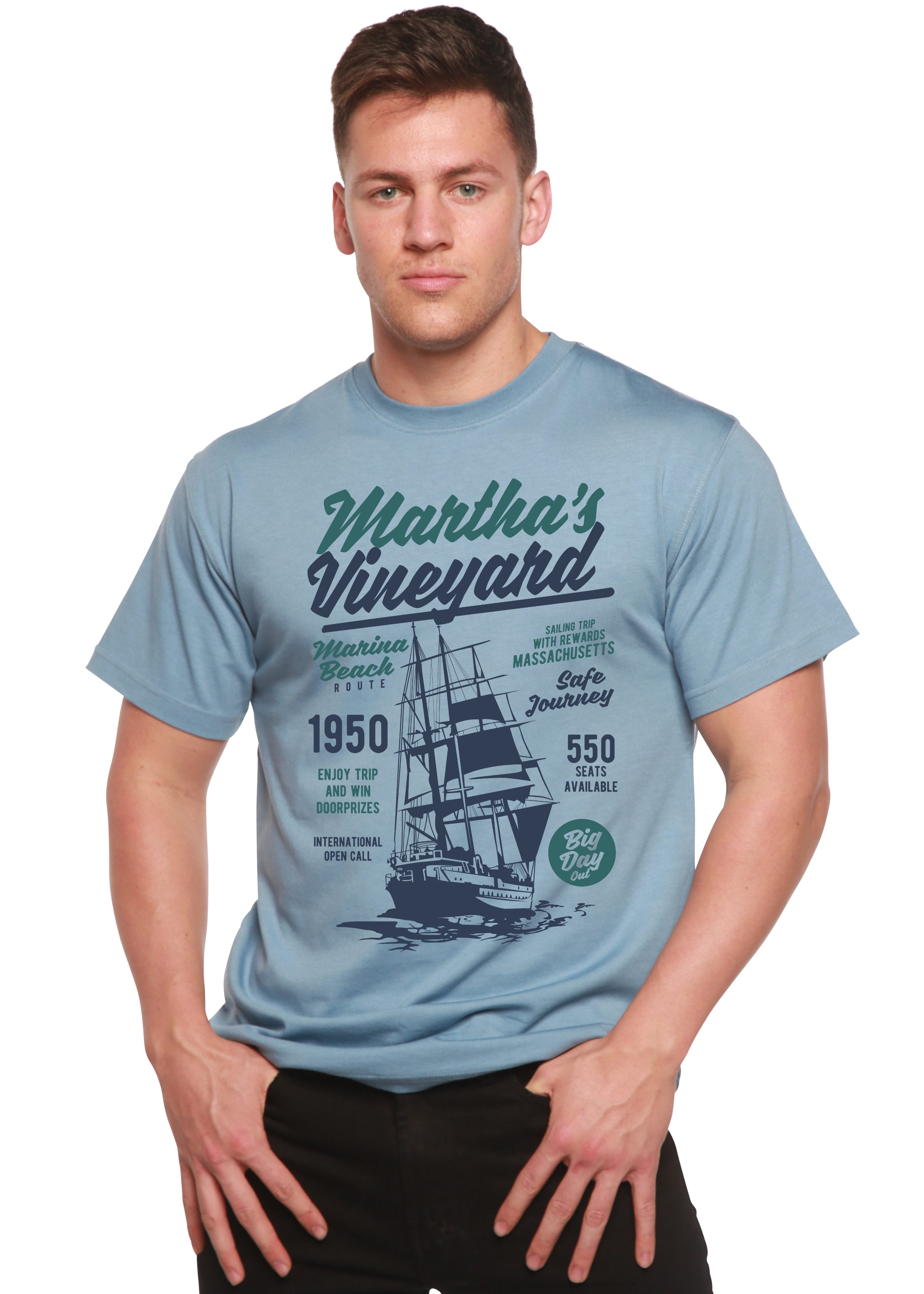 Spun Bamboo Martha's vineyard Men's Bamboo Viscose/Organic Cotton Short Sleeve Graphic T-Shirt — alternative angle