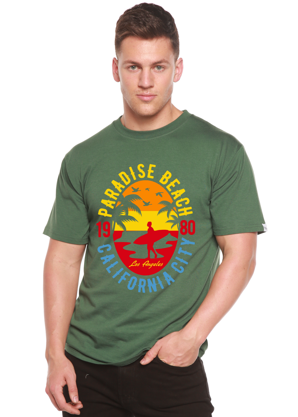 Spun Bamboo Sunshine Paradise Spun Bamboo® Men's Bamboo Viscose/Organic Cotton Short Sleeve Graphic T-Shirt — lifestyle conte