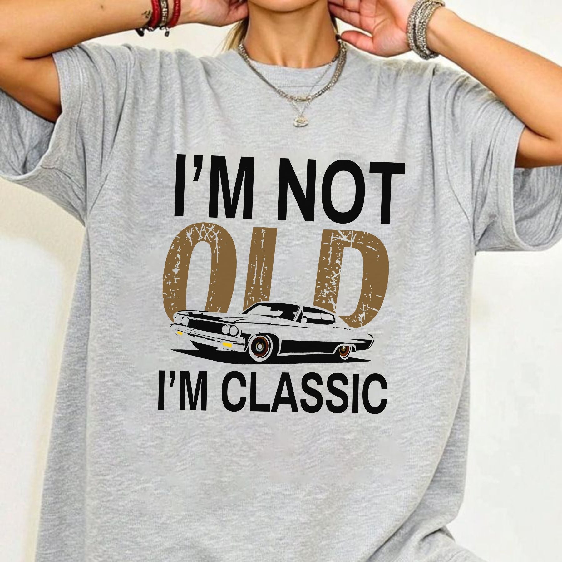 Pasimax "I’m Not Old I’m Classic" Vintage Car T-Shirt — side view
