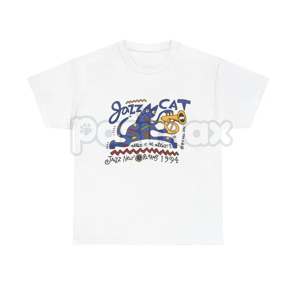 Pasimax Vintage Jazz Cat "Midnight Session" T-Shirt - Retro Saxophone Cat Graphic Tee, Blue Note Style Jazz Apparel, Mid-Cent