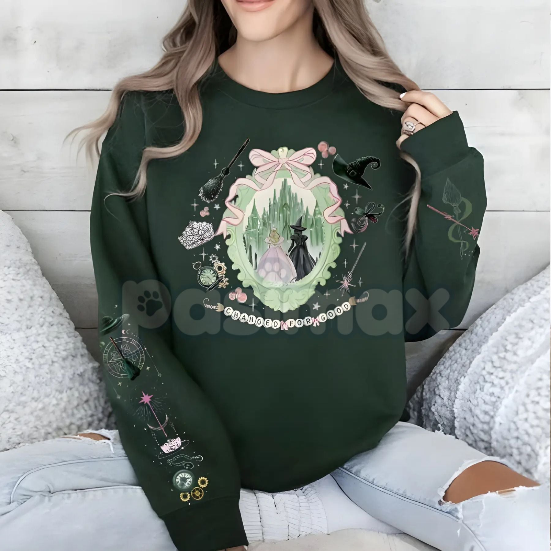 Pasimax Enchanted Emerald Friendship Sweatshirt – Magical Best Friend Matching Crewneck — side view