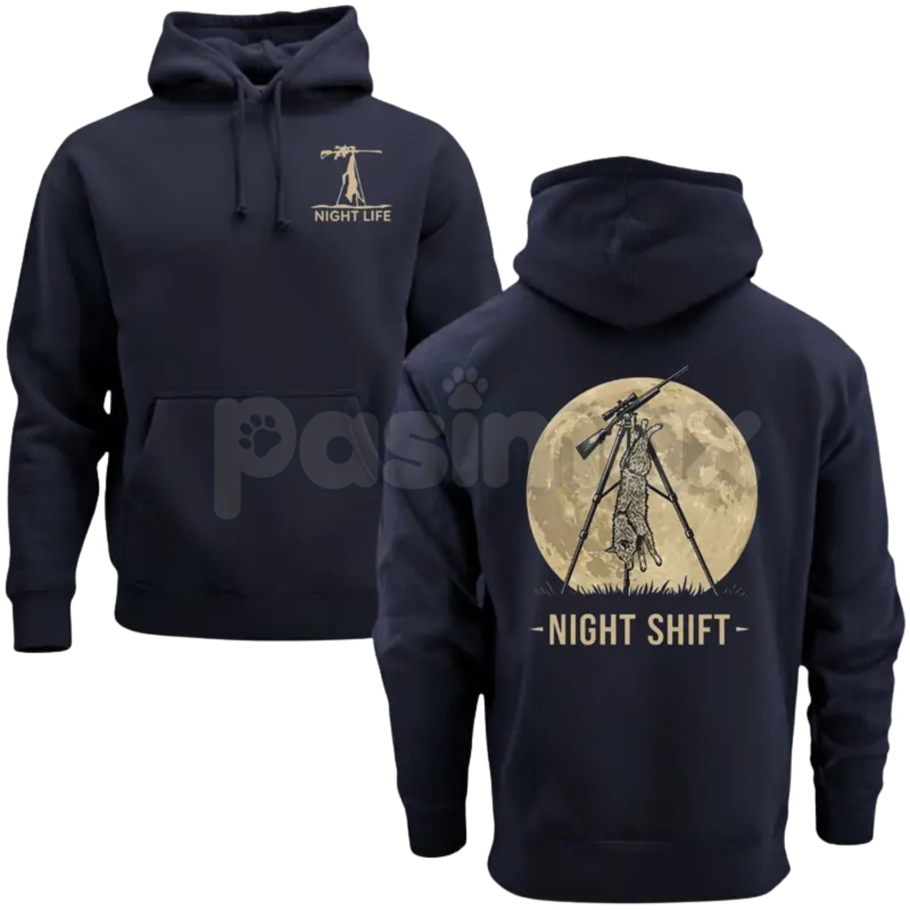 Pasimax Coyote Night Life Hunting Hoodie – Thermal Predator Hunter Gear, Rugged Men’s Pullover, Gift for Coyote & Varmint Hun