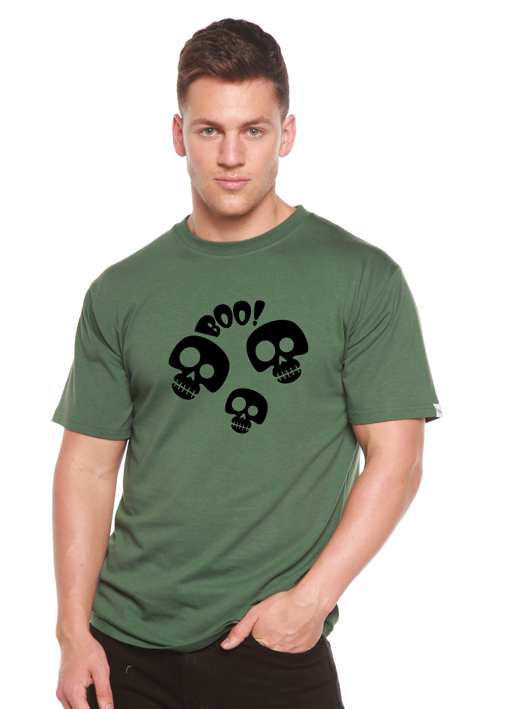 Spun Bamboo Halloween Boo Unisex Bamboo Viscose/Organic Cotton Short Sleeve Graphic T-Shirt — packaging