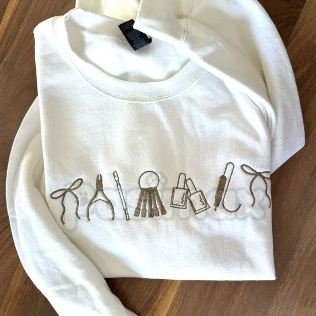 Pasimax Nail Artist Icon Embroidered Sweatshirt – Chic Salon & Manicurist Wardrobe Essential — side view