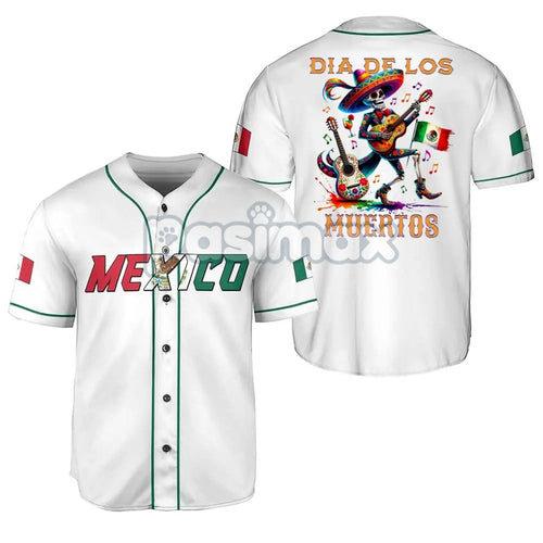 Mexico Día de los Muertos Baseball Jersey – Day of the Dead Skeleton Guitar Shirt, Festival Jersey Top