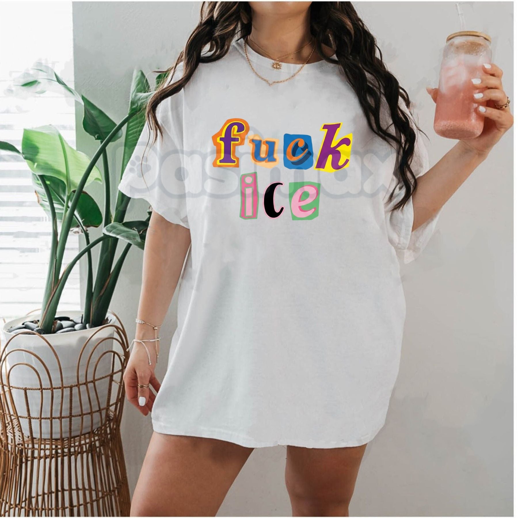 Pasimax "Anti-ICE" Magazine Letter T-Shirt - Radical Activist Ransom Note Graphic Tee, Subversive Immigration Reform Shirt, P