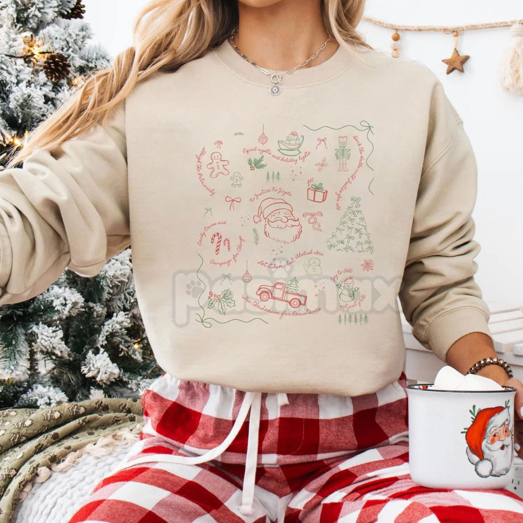 Pasimax Coquette Secret Message Holiday Sweatshirt – Subtle Anti-Establishment Liberal Protest Tee — side view