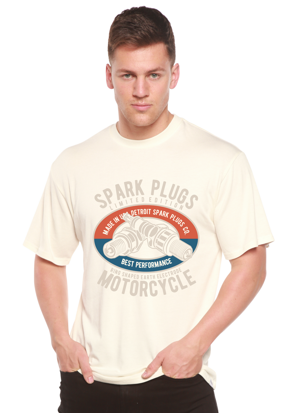 Spun Bamboo Spark Plugs Spun Bamboo® Men's Bamboo Viscose/Organic Cotton Short Sleeve Graphic T-Shirt — back view