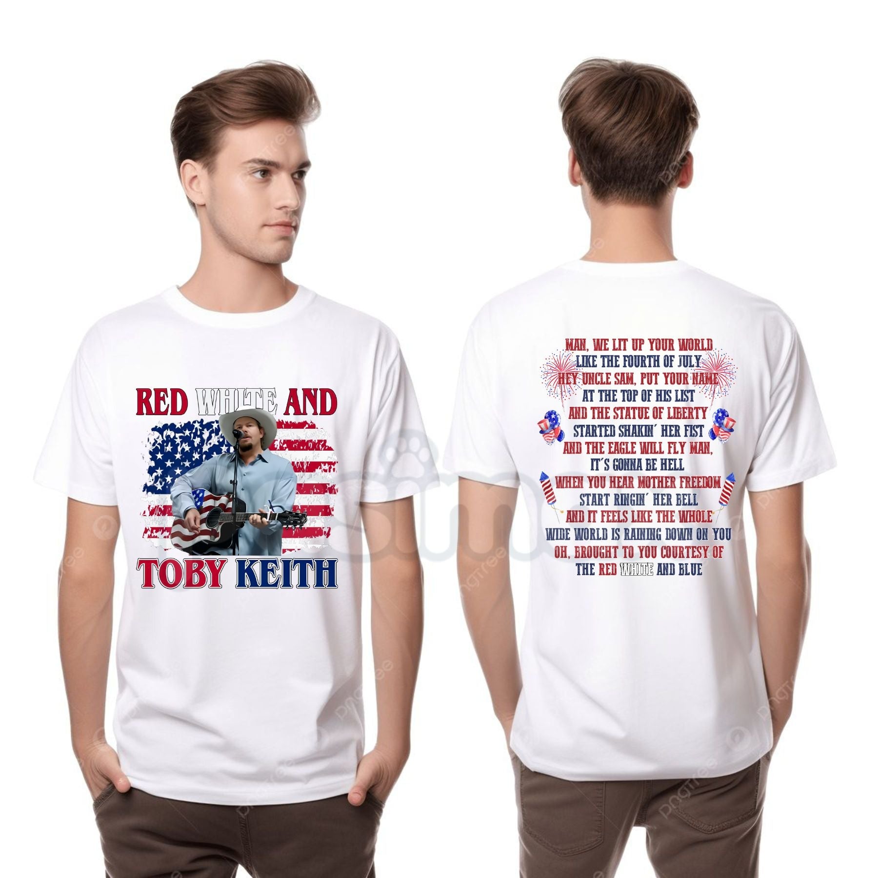 Pasimax Toby Keith "Courtesy of the Red, White, and Blue" T-Shirt — side view