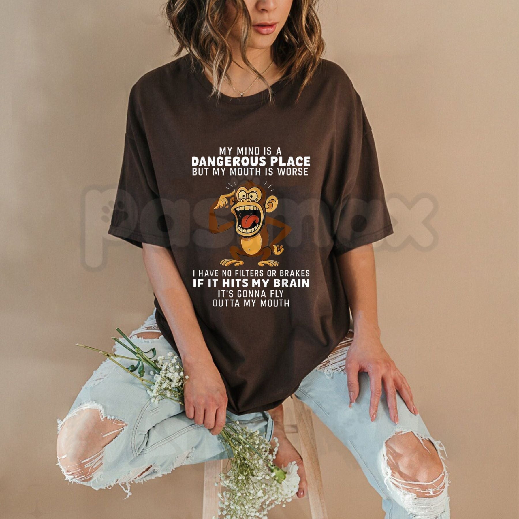 "My Mind Is a Dangerous Place" Slogan T-Shirt – Deep Thinker Edgy Graphic Tee, Premium 100% Cotton Philosophical Quote Top, Soft Lived-In Heavyweight Introvert Statement Shirt, Made in USA