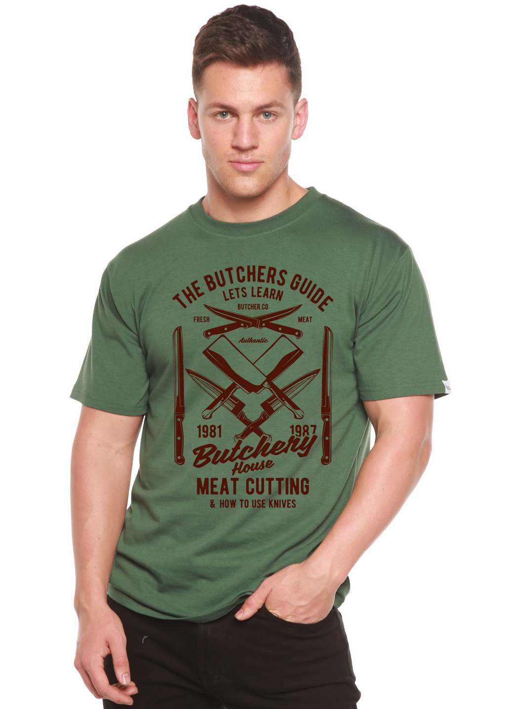 Spun Bamboo Butchery House Men's Bamboo Viscose/Organic Cotton Short Sleeve Graphic T-Shirt — side view