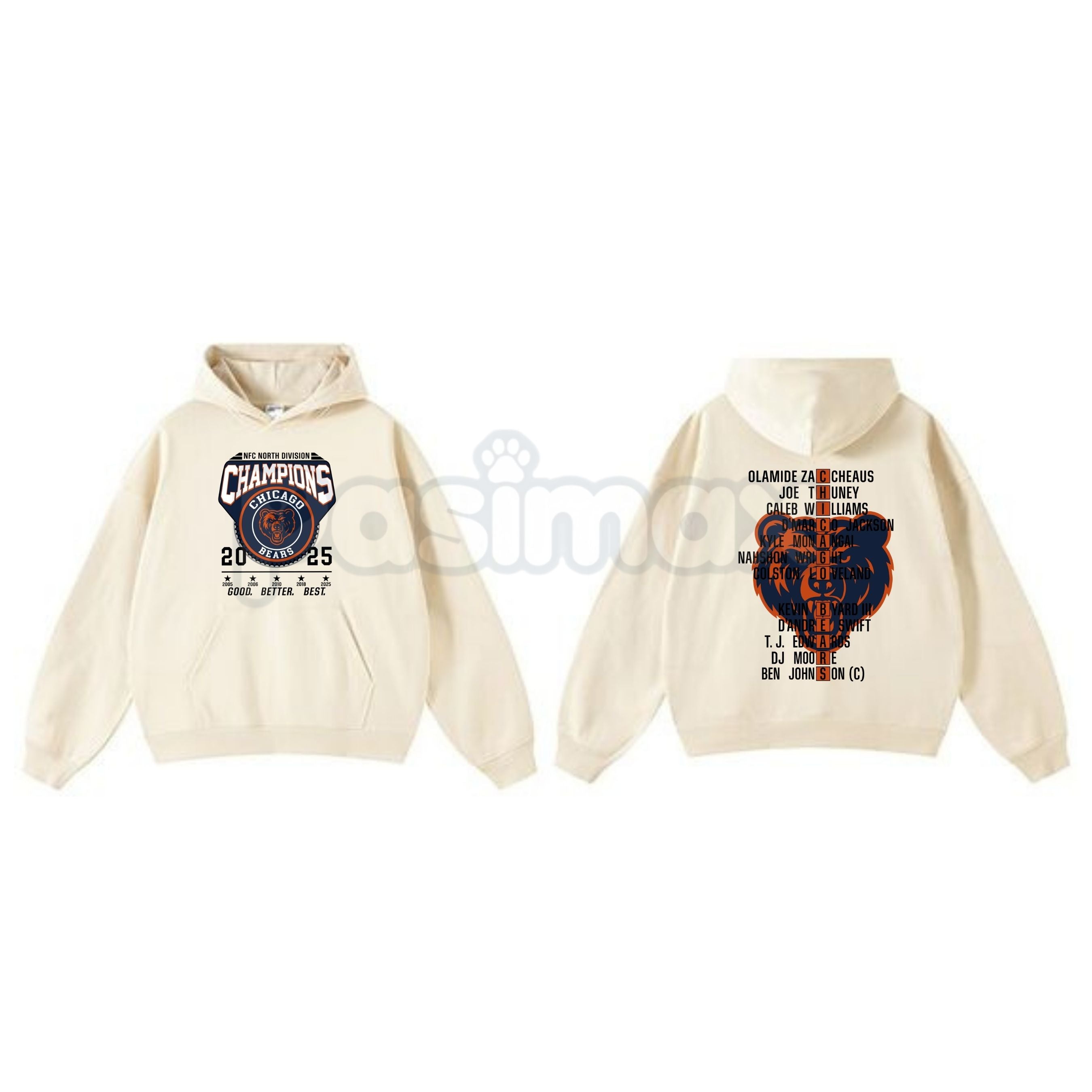 Pasimax Chicago Bears NFC Champions Vintage Hoodie – Monsters of the Midway Tribute, Retro Football Streetwear, Unisex Pullov