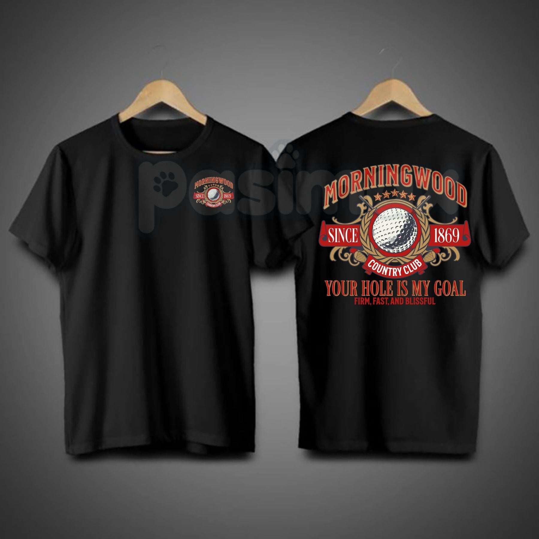 Pasimax "Morningwood Country Club" Men’s Funny T-Shirt - Humorous Golf Graphic Tee, Classic Parody Country Club Shirt, Premiu