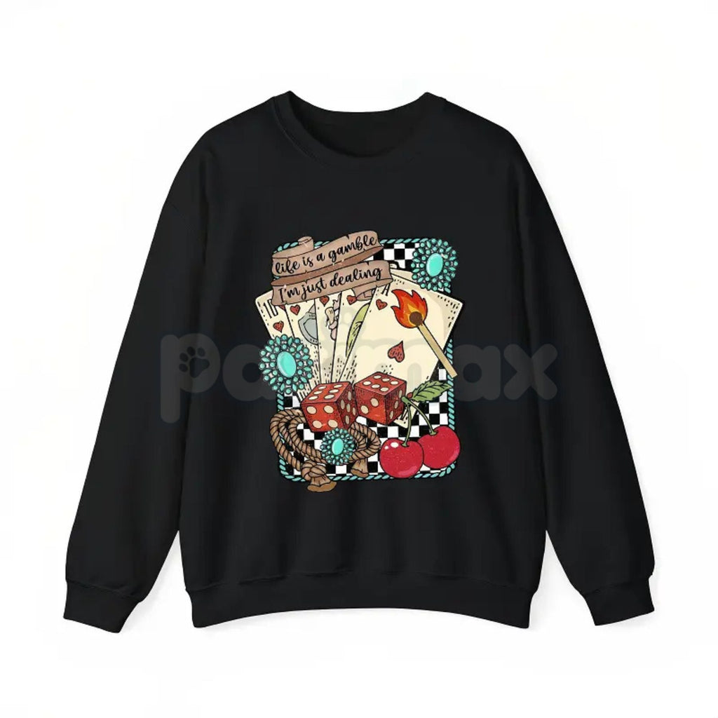 Pasimax Life is a Gamble Shirt – Retro Turquoise Western Graphic Hoodie & Wild West Country Sweatshirt — lifestyle context