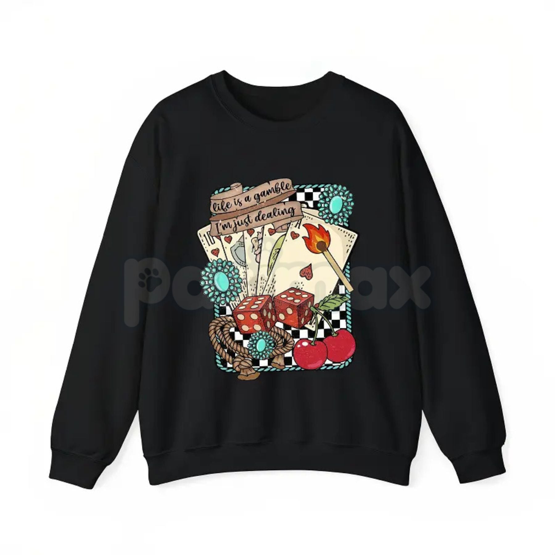 Pasimax Life is a Gamble Shirt – Retro Turquoise Western Graphic Hoodie & Wild West Country Sweatshirt — lifestyle context