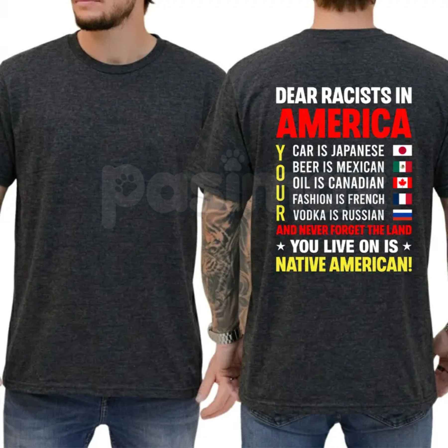 Dear Racsts In America T Shirt – Funny Political Satire Graphic Tee, Sarcastic Liberal Democrat Anti Prejudice Unisex Cotton Shirt
