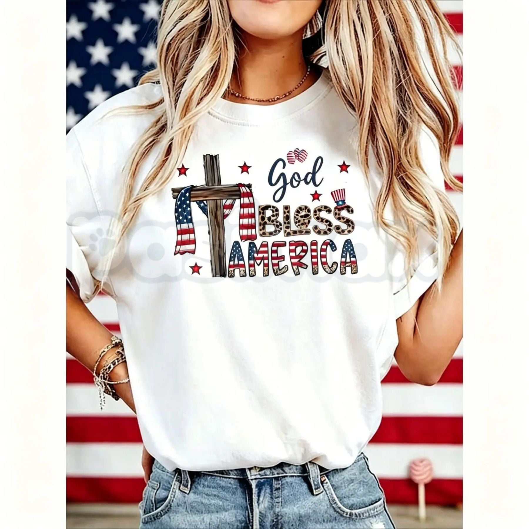 Women's "God Bless America" T-Shirt – USA 250th Anniversary Commemorative Tee, Remastered Heavy Cotton Semiquincentennial Top, Soft Lived-In Patriotic Heritage Shirt, Made in USA