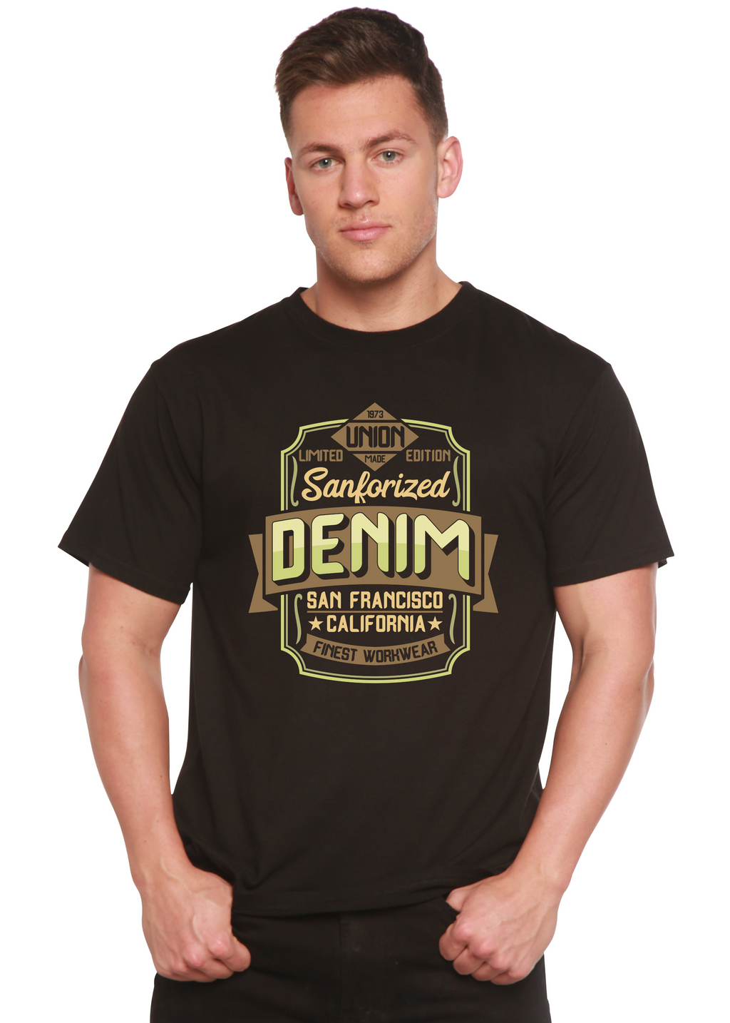 Spun Bamboo Sanforized Denim Men's Bamboo Viscose/Organic Cotton Short Sleeve Graphic T-Shirt — main product shot