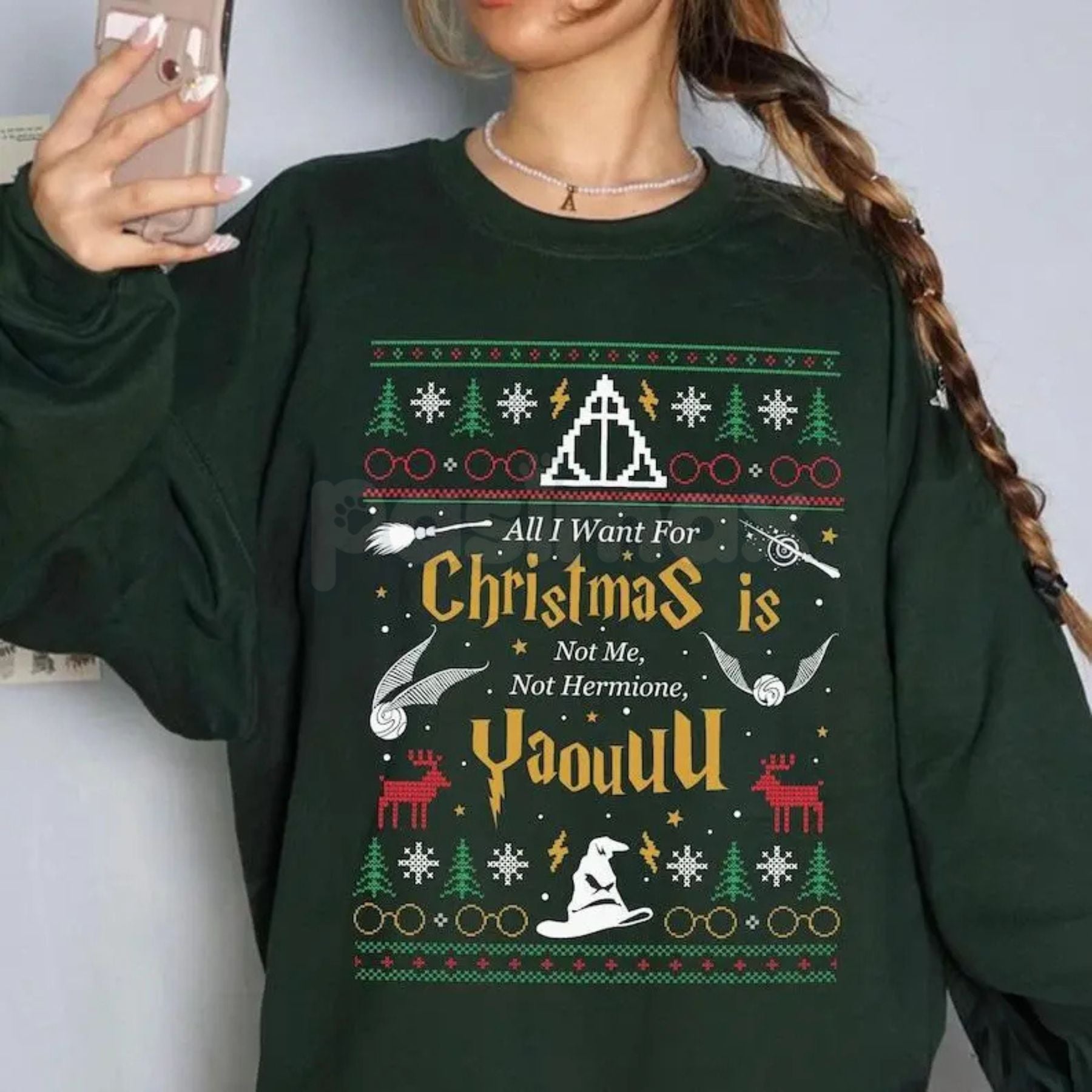 Pasimax "All I Want for Christmas Is Not Me" Ugly Sweatshirt | Funny Women Xmas Crewneck | Self-Deprecating Holiday Sweater |