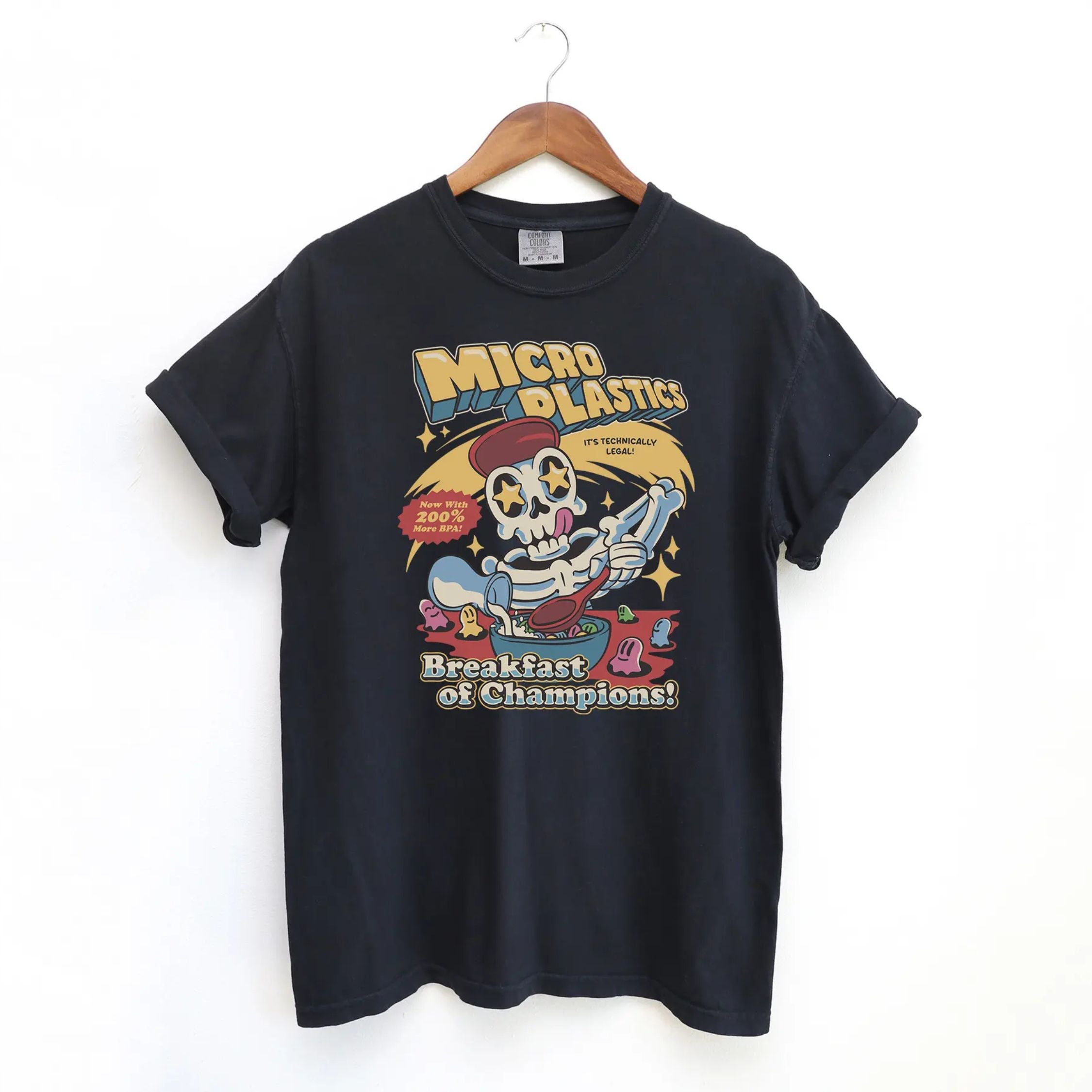 Pasimax Micro Plastics Breakfast Skull Comfort Colors Shirt — side view