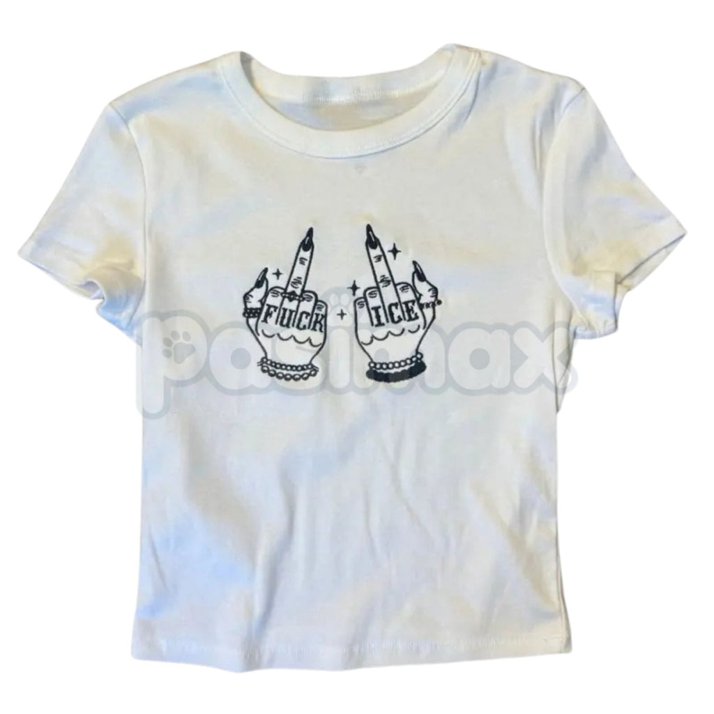 Pasimax Give ICE The Finger Embroidered Tee – Unisex T-Shirt & Baby Tee, Political Activist Apparel, Bold Statement Shirt — s