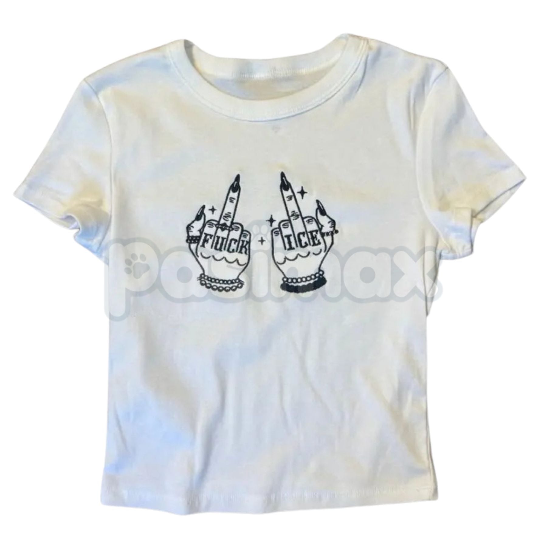 Pasimax Give ICE The Finger Embroidered Tee – Unisex T-Shirt & Baby Tee, Political Activist Apparel, Bold Statement Shirt — s